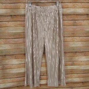 TENDA Pleated Silver/Tan Straight Leg Pants M